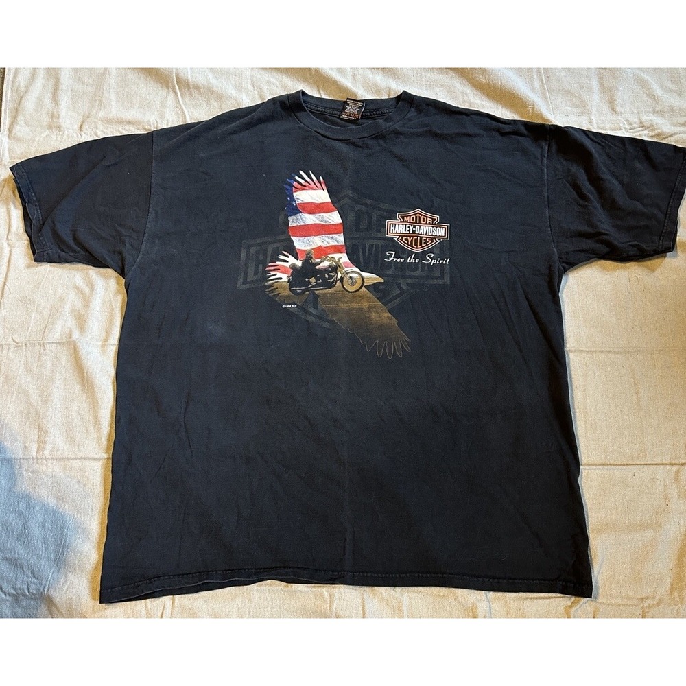 Vintage 1998 West Coast Harley Davidson Live Free Tee Size 3XL